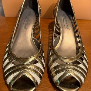 Charming Gold and Cream Women Heels